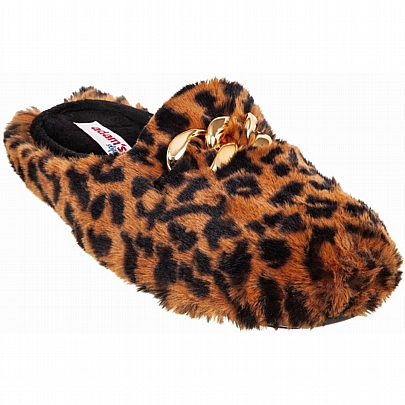 Adams Slippers λεοπάρ με αλυσίδα